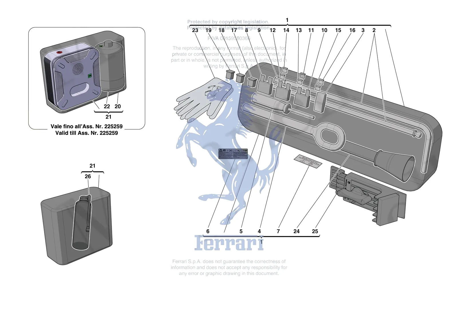 Ferrari 296 GTS [MECHANICAL SYSTEM] - D.38 - TOOLS PROVIDED WITH VEHICLE exploded diagram