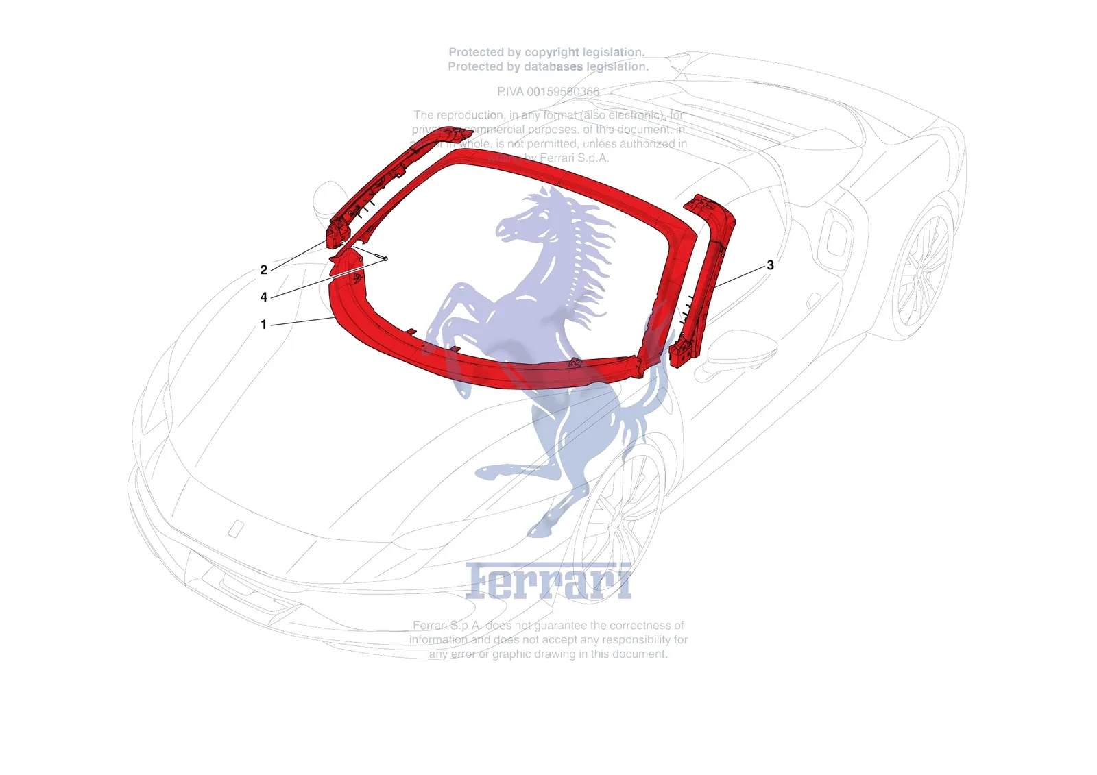 Ferrari 296 GTS [VEHICLE TRIM] - E.03 - ROOF exploded diagram