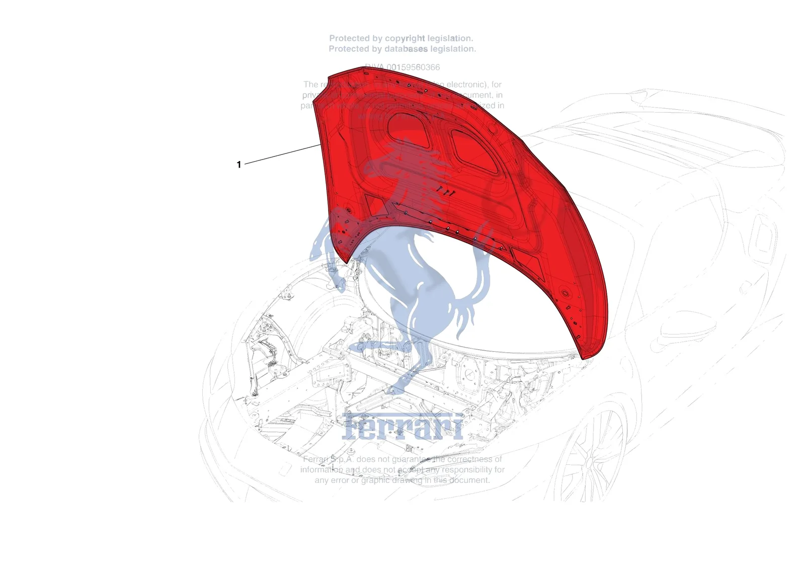Ferrari 296 GTS [VEHICLE TRIM] - E.09 - FRONT LID SUBSTRUCTURE exploded diagram