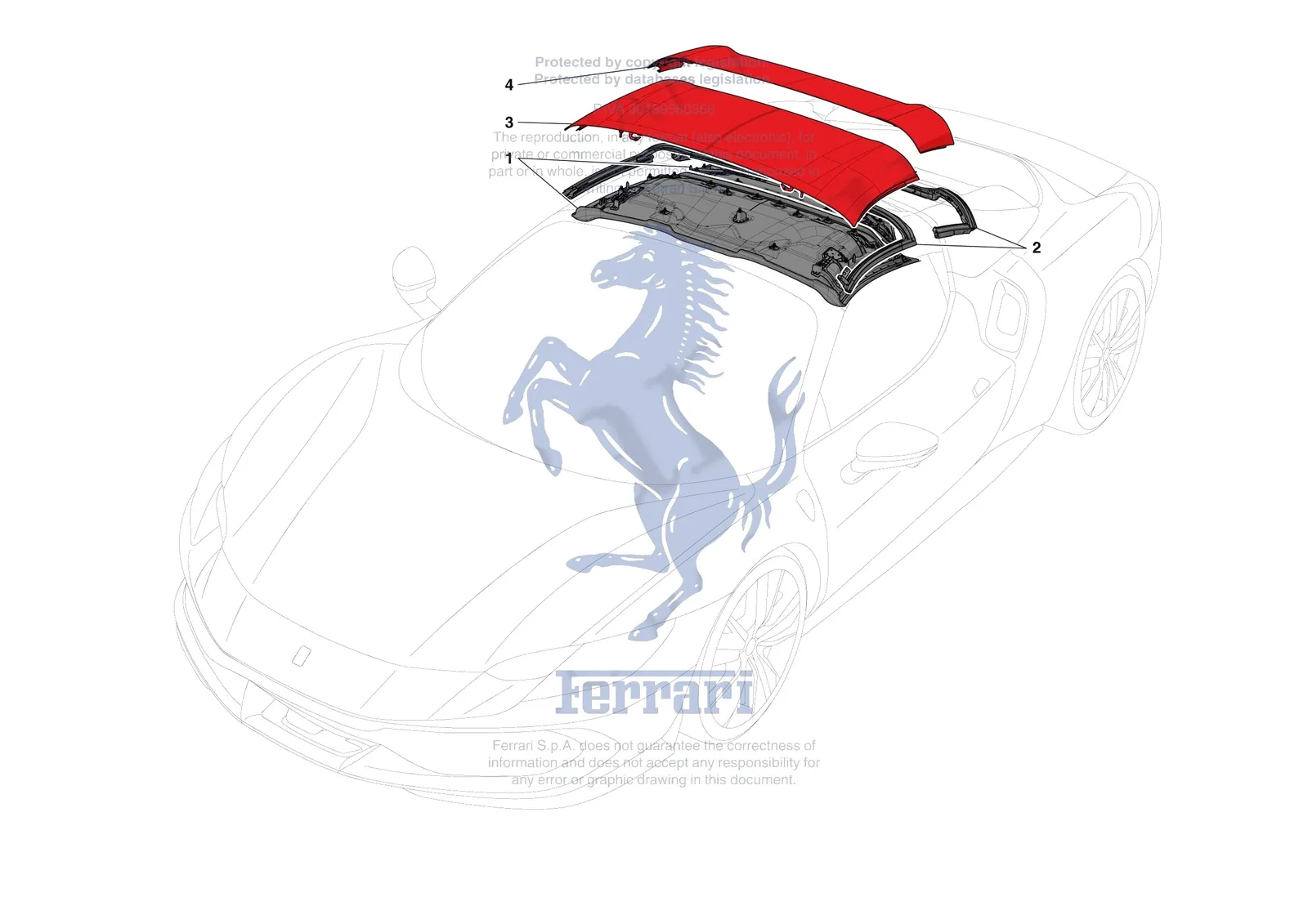 Ferrari 296 GTS [VEHICLE TRIM] - E.13.01 - ROOF - TRIM exploded diagram