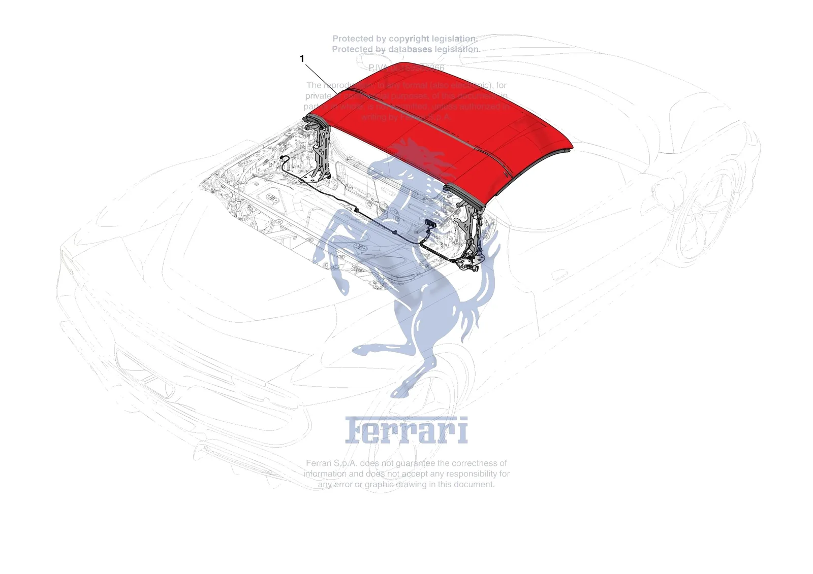 Ferrari 296 GTS [VEHICLE TRIM] - E.13.03 - ROOF - STRUCTURE exploded diagram