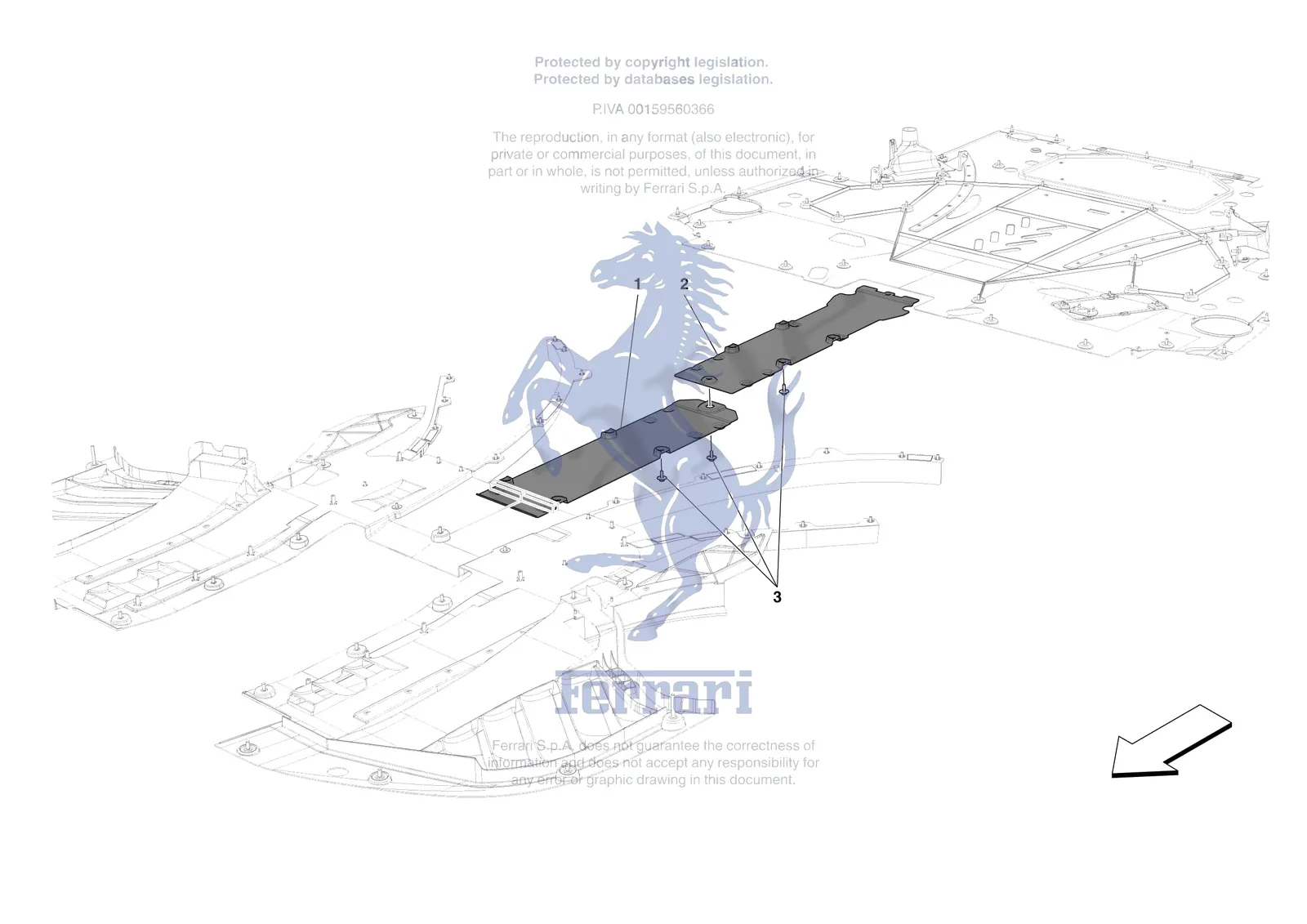 Ferrari 296 GTS [VEHICLE TRIM] - E.15 - CENTRE SHIELDS exploded diagram