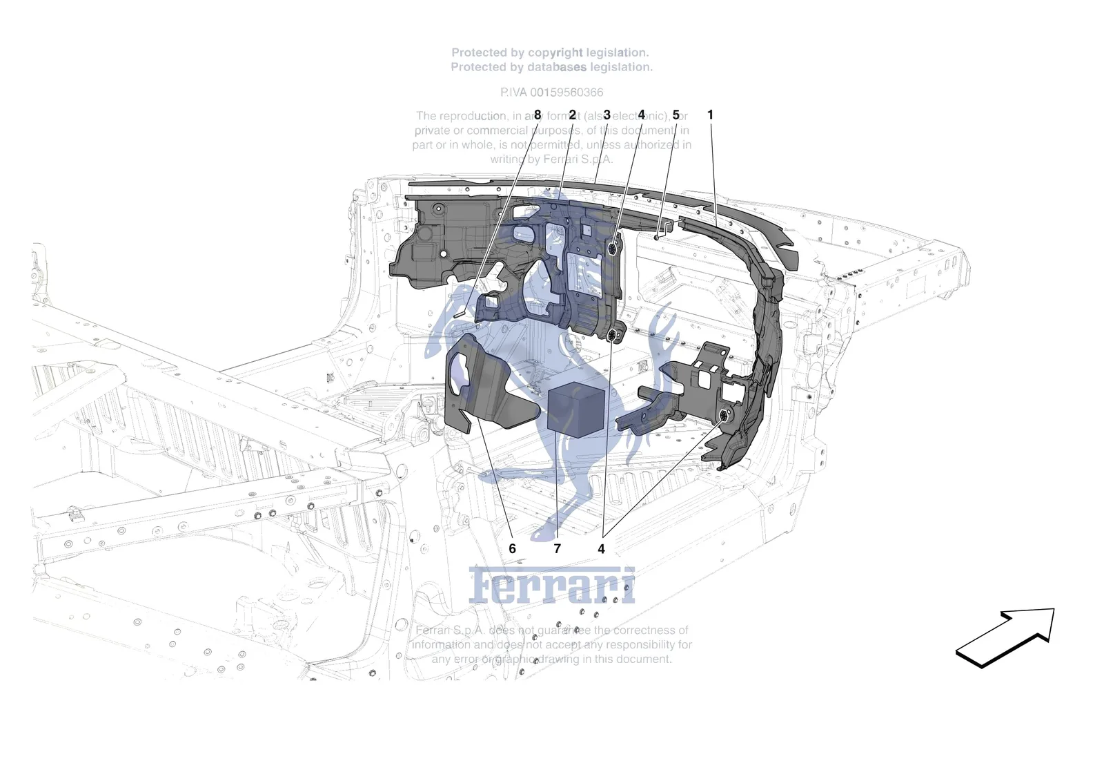 Ferrari 296 GTS [VEHICLE TRIM] - E.19 - INTERNAL CABIN INSULATION exploded diagram
