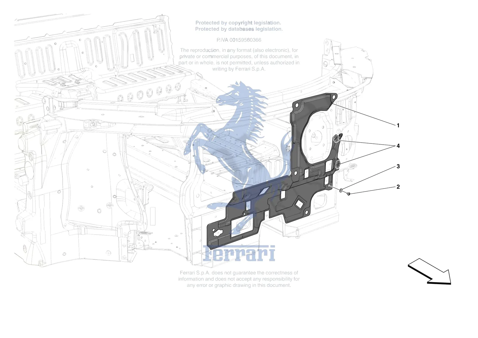 Ferrari 296 GTS [VEHICLE TRIM] - E.21 - LUGGAGE COMPARTMENT INSULATION exploded diagram