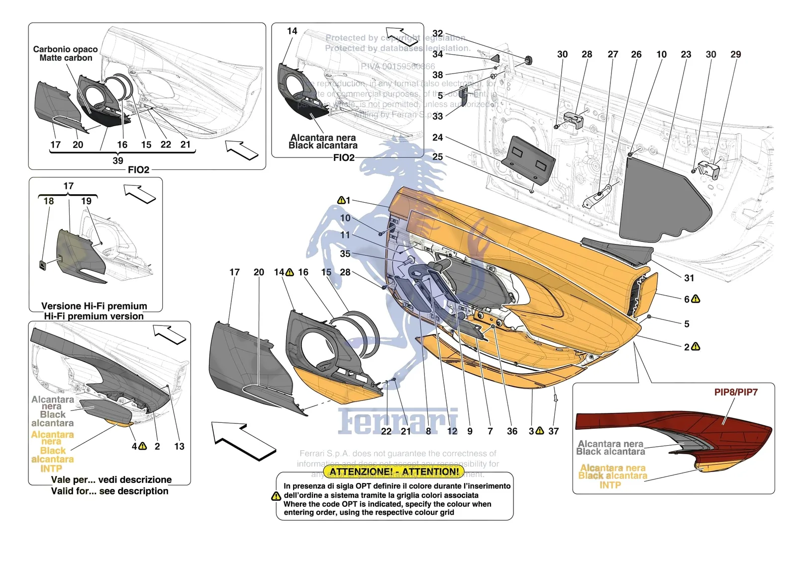 Ferrari 296 GTS [VEHICLE TRIM] - E.29.01 - DOORS - TRIM exploded diagram