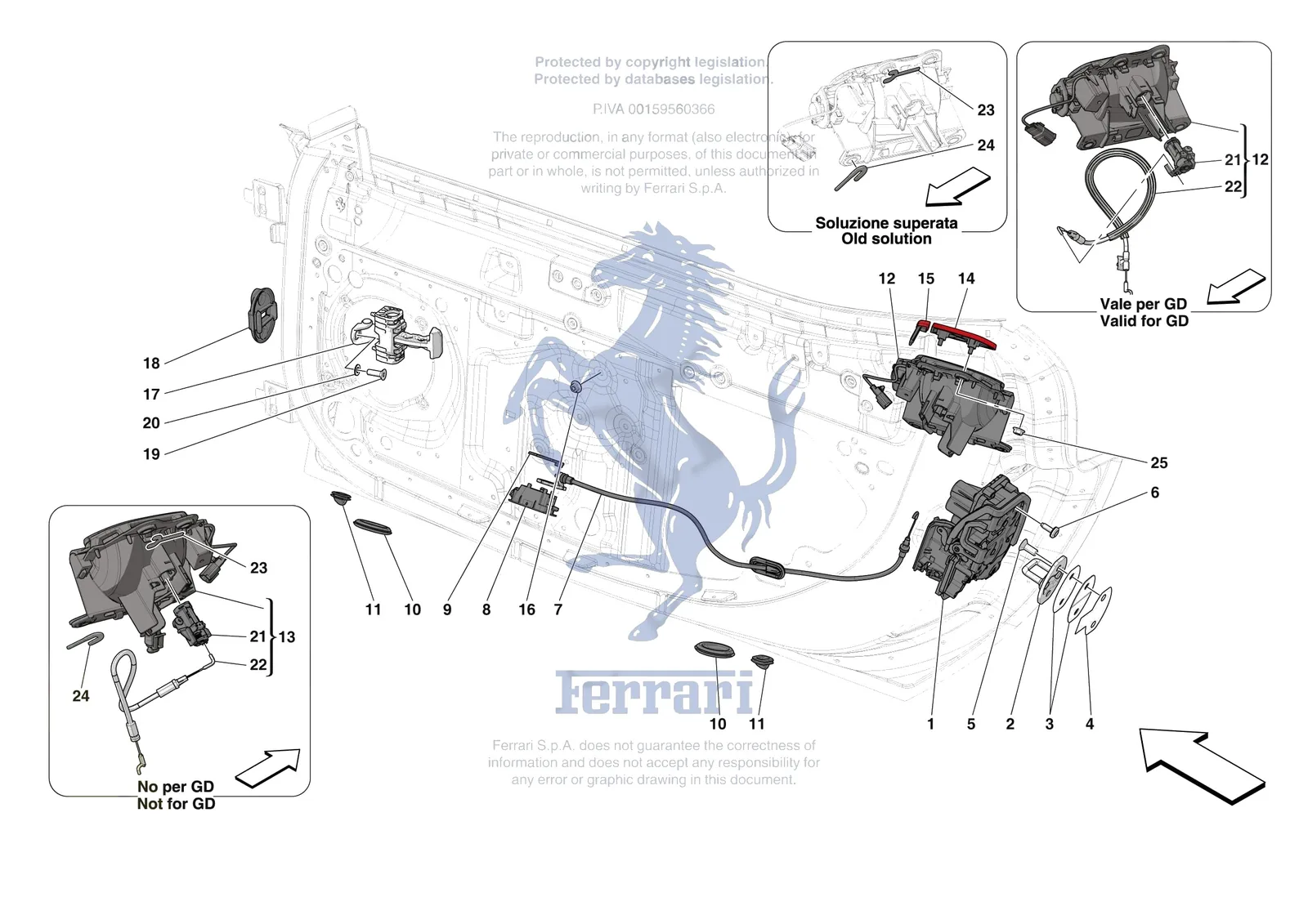 Ferrari 296 GTS [VEHICLE TRIM] - E.29.02 - DOORS - OPENING MECHANISMS AND HINGES exploded diagram