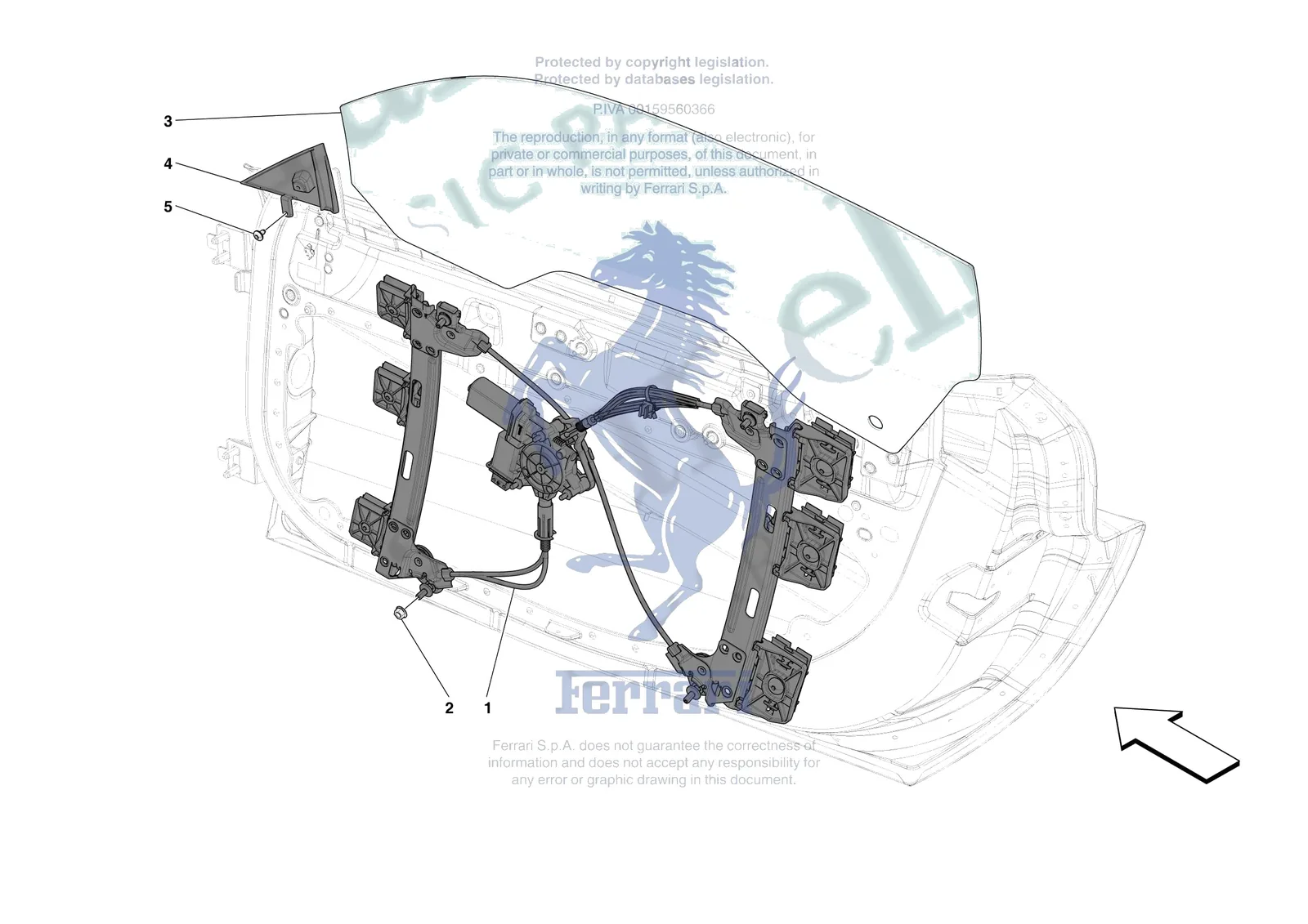Ferrari 296 GTS [VEHICLE TRIM] - E.29.03 - DOORS - WINDOW AND WINDOW LIFTER exploded diagram
