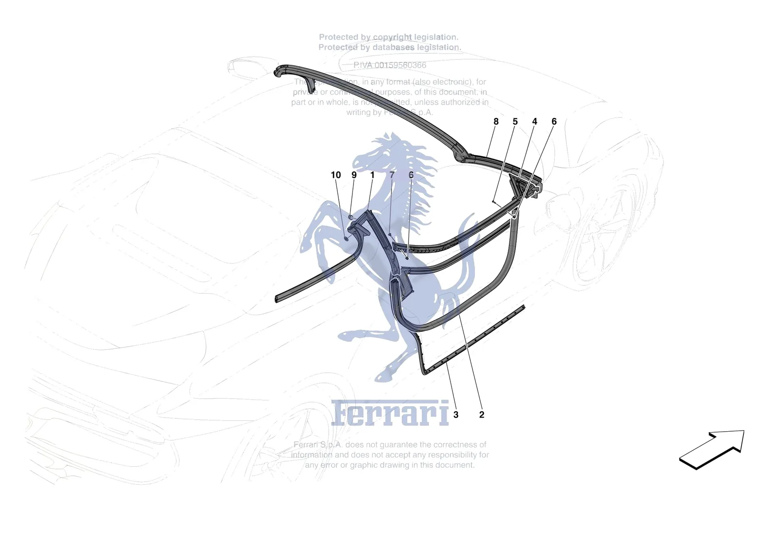 Ferrari 296 GTS [VEHICLE TRIM] - E.32 - DOOR SEALS exploded diagram