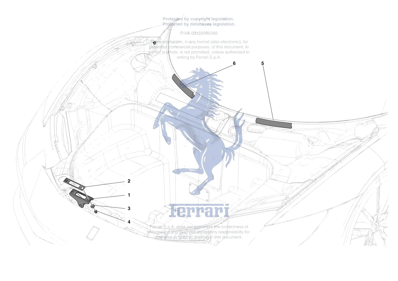 Ferrari 296 GTS [VEHICLE TRIM] - E.33 - FRONT LID TRIM exploded diagram