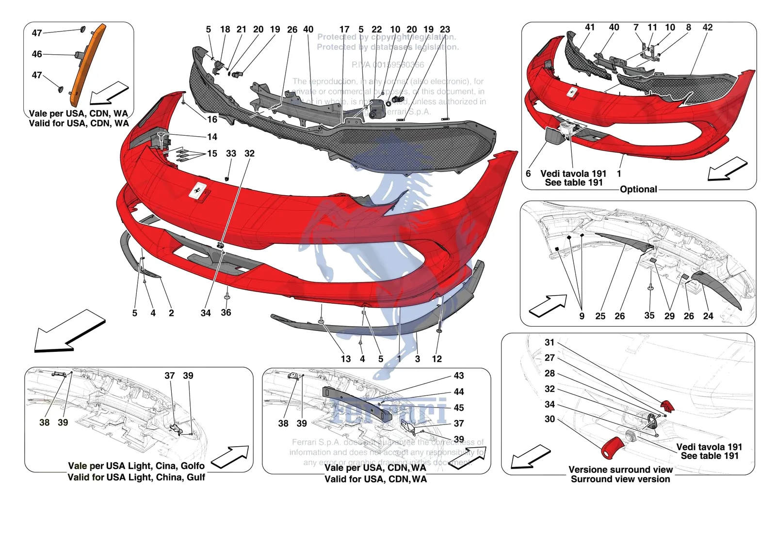 Ferrari 296 GTS [VEHICLE TRIM] - E.40 - FRONT BUMPER exploded diagram