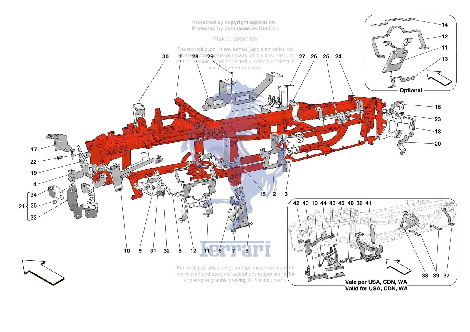 Ferrari 296 GTS [VEHICLE TRIM] - E.47.01 - DASHBOARD - SUBSTRUCTURE -Not for RHD- exploded diagram