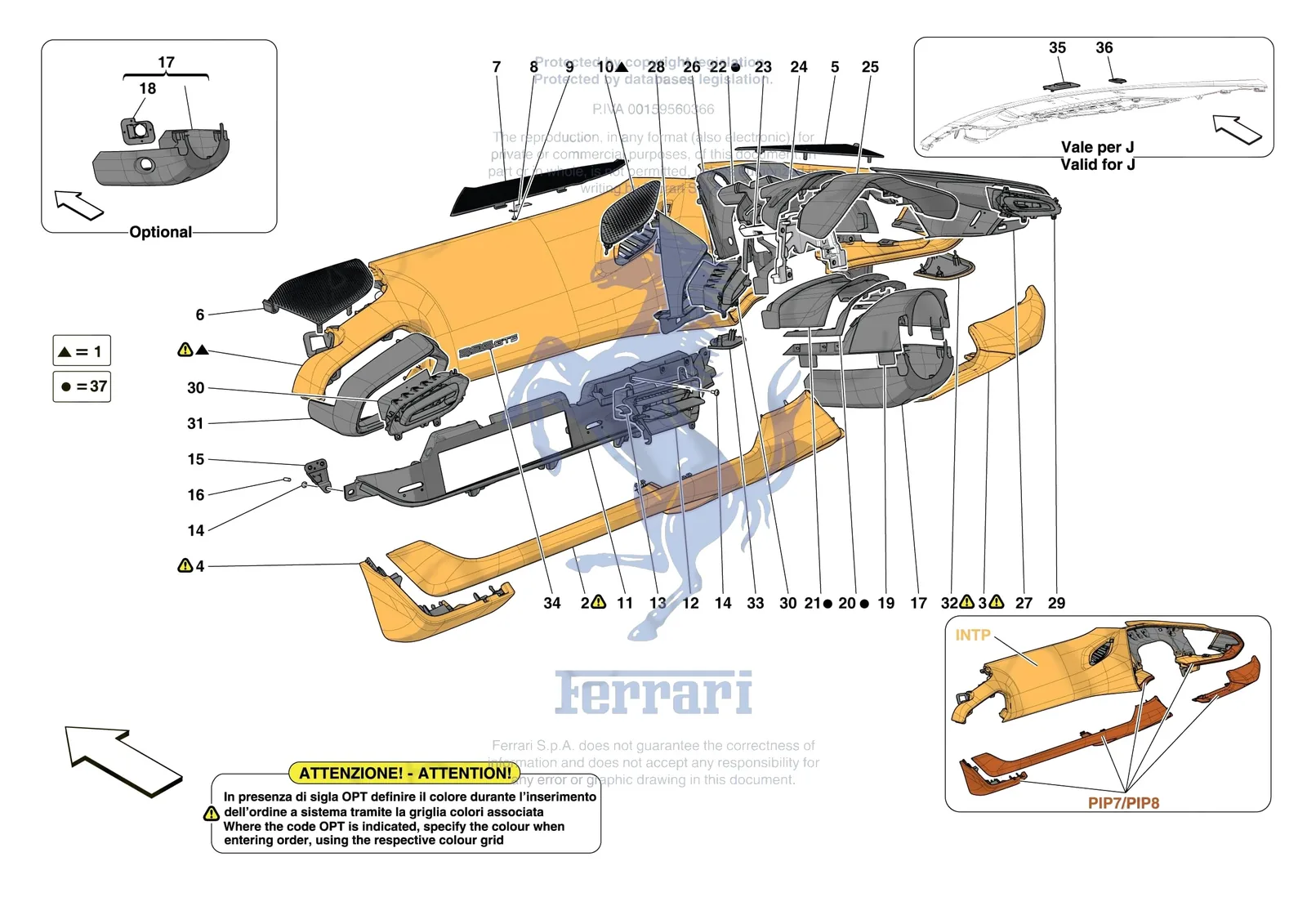 Ferrari 296 GTS [VEHICLE TRIM] - E.47.04 - DASHBOARD - TRIM -Applicable for RHD- exploded diagram