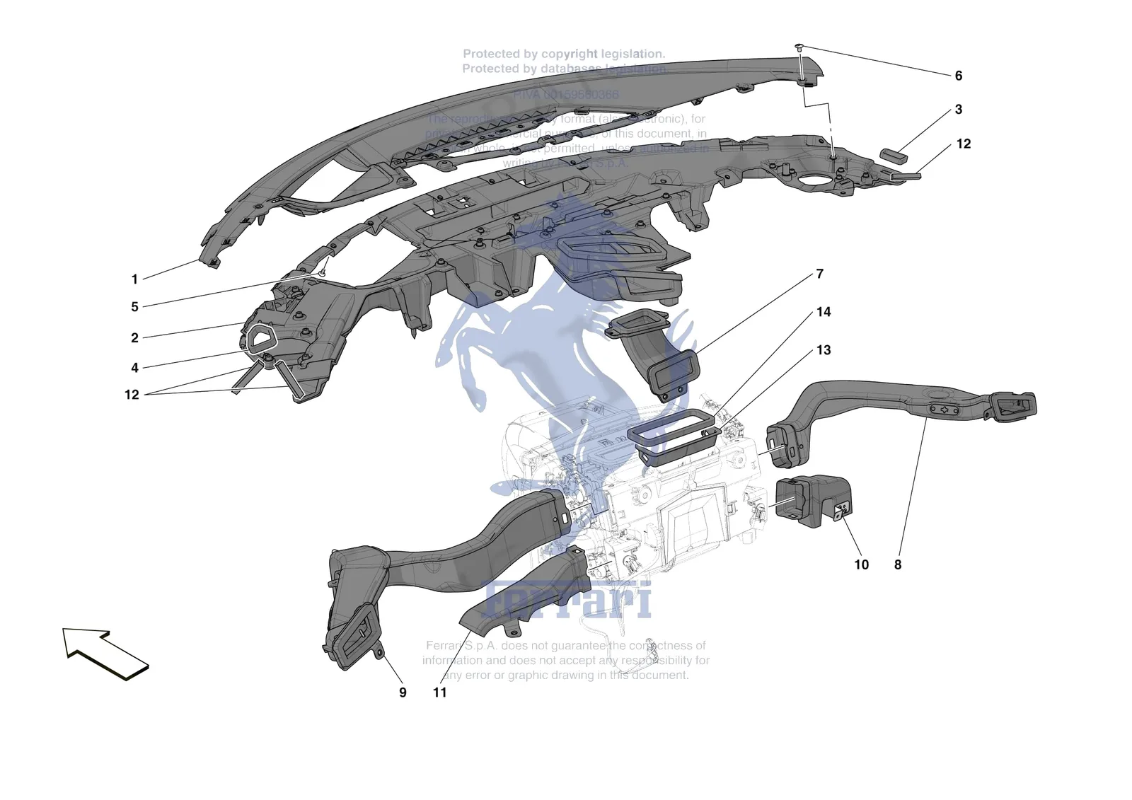 Ferrari 296 GTS [VEHICLE TRIM] - E.47.05 - DASHBOARD - DUCTS -Not for RHD- exploded diagram