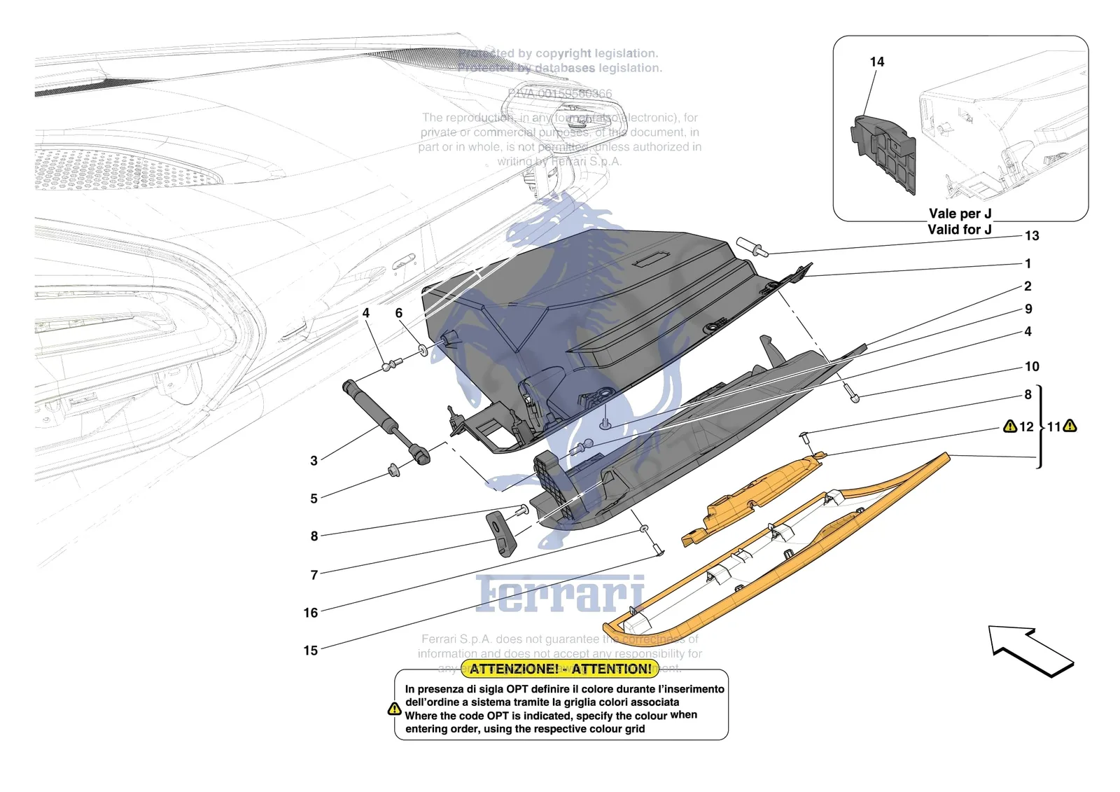 Ferrari 296 GTS [VEHICLE TRIM] - E.47.07 - DASHBOARD - GLOVE COMPARTMENT exploded diagram