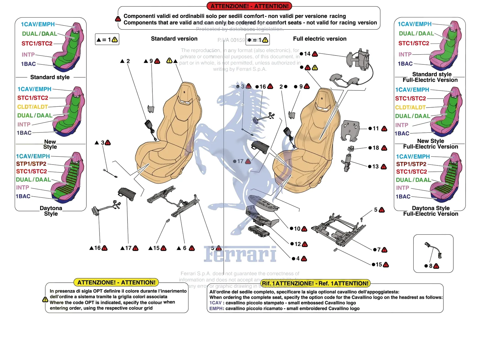 Ferrari 296 GTS [VEHICLE TRIM] - E.51.01 - FRONT SEATS - SEATS AND GUIDES exploded diagram