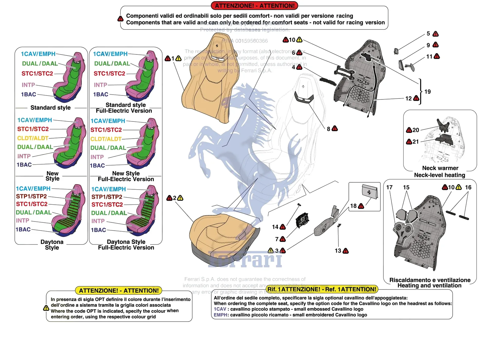 Ferrari 296 GTS [VEHICLE TRIM] - E.51.02 - FRONT SEATS - SEAT TRIMS exploded diagram