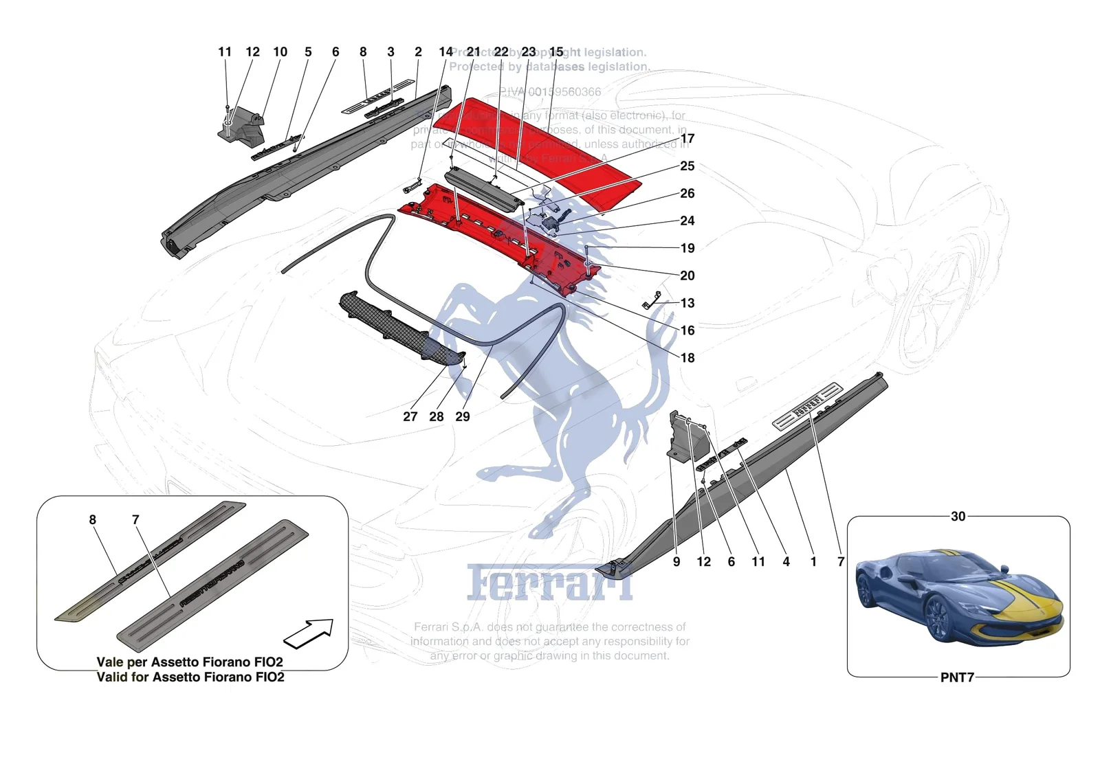 Ferrari 296 GTS [VEHICLE TRIM] - E.59 - EXTERNAL LATERAL TRIM exploded diagram