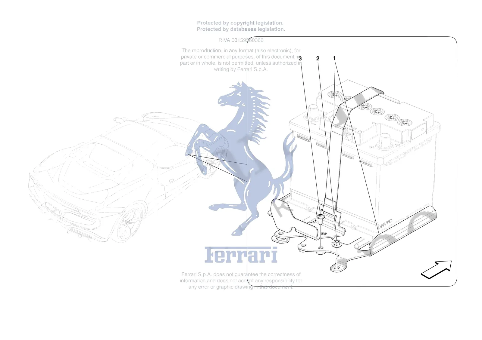 Ferrari 296 GTS [VEHICLE TRIM] - E.61 - BATTERY INSTALLATION exploded diagram