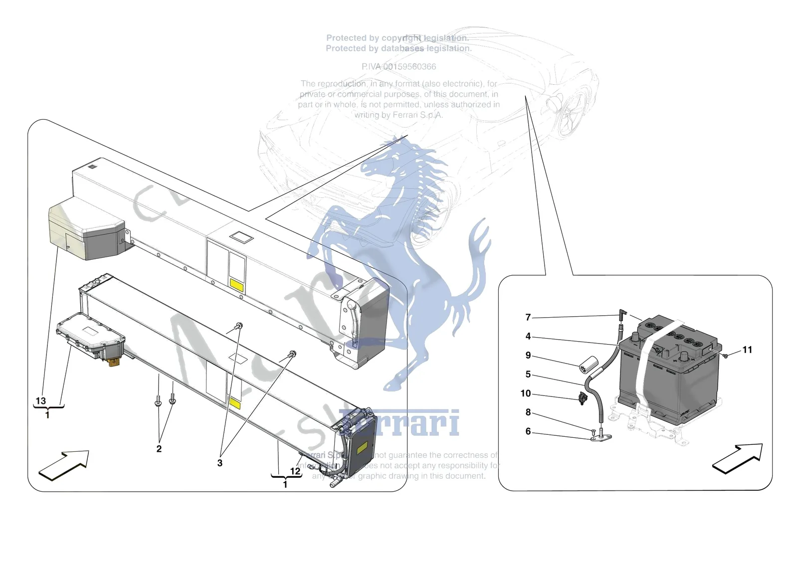 Ferrari 296 GTS [ELECTRICAL SYSTEM] - F.01 - BATTERIES exploded diagram