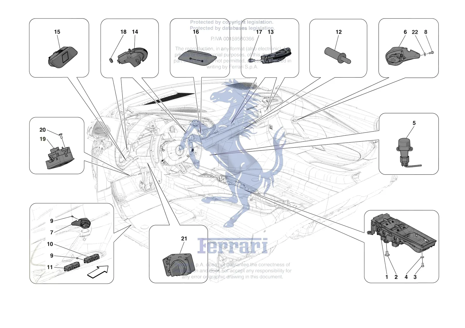 Ferrari 296 GTS [ELECTRICAL SYSTEM] - F.04 - OTHER ELECTRICAL CONTROLS exploded diagram