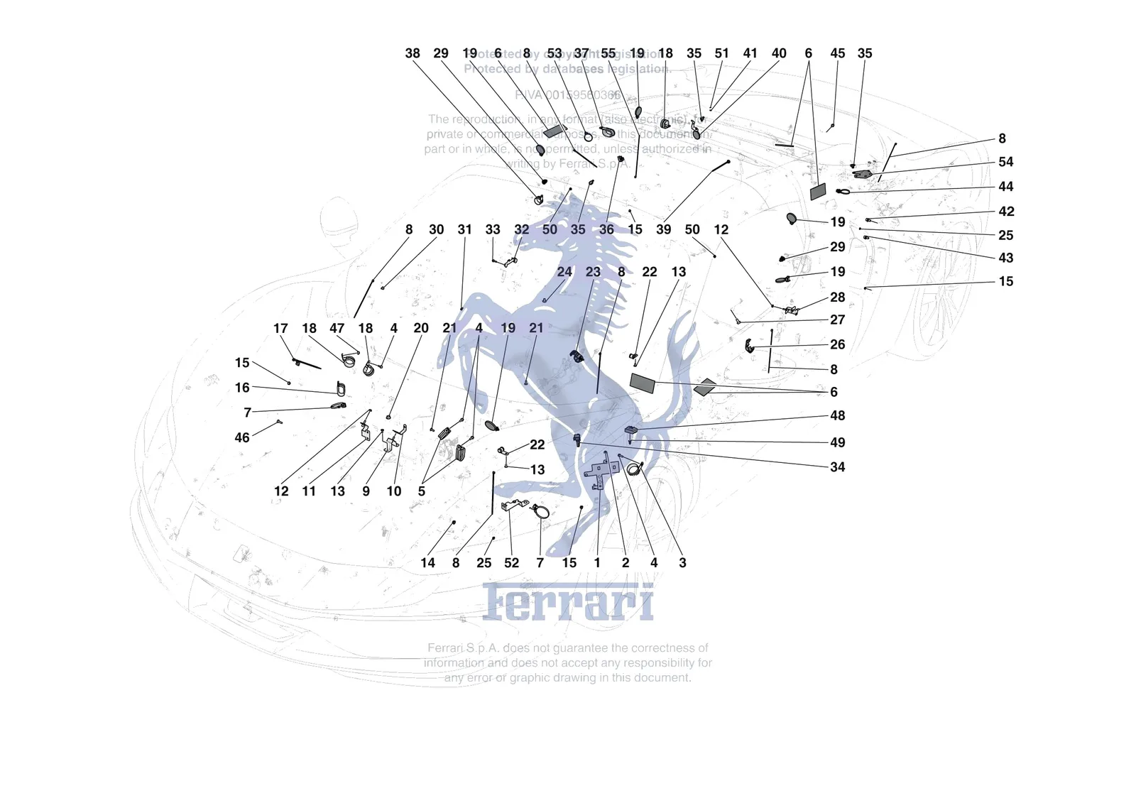 Ferrari 296 GTS [ELECTRICAL SYSTEM] - F.08 - VARIOUS FASTENINGS FOR THE ELECTRICAL SYSTEM exploded diagram