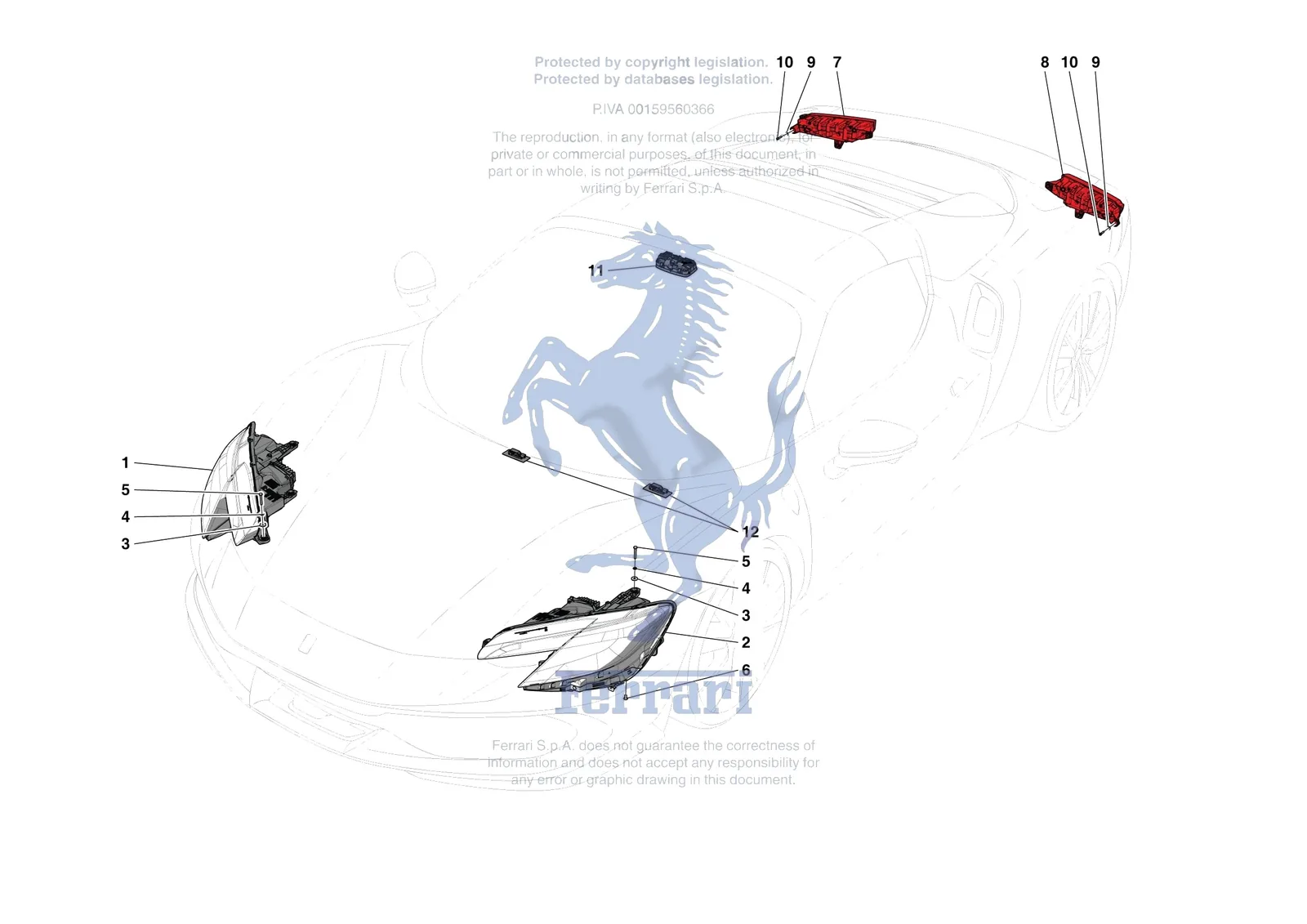 Ferrari 296 GTS [ELECTRICAL SYSTEM] - F.09 - LIGHTING SYSTEMS exploded diagram