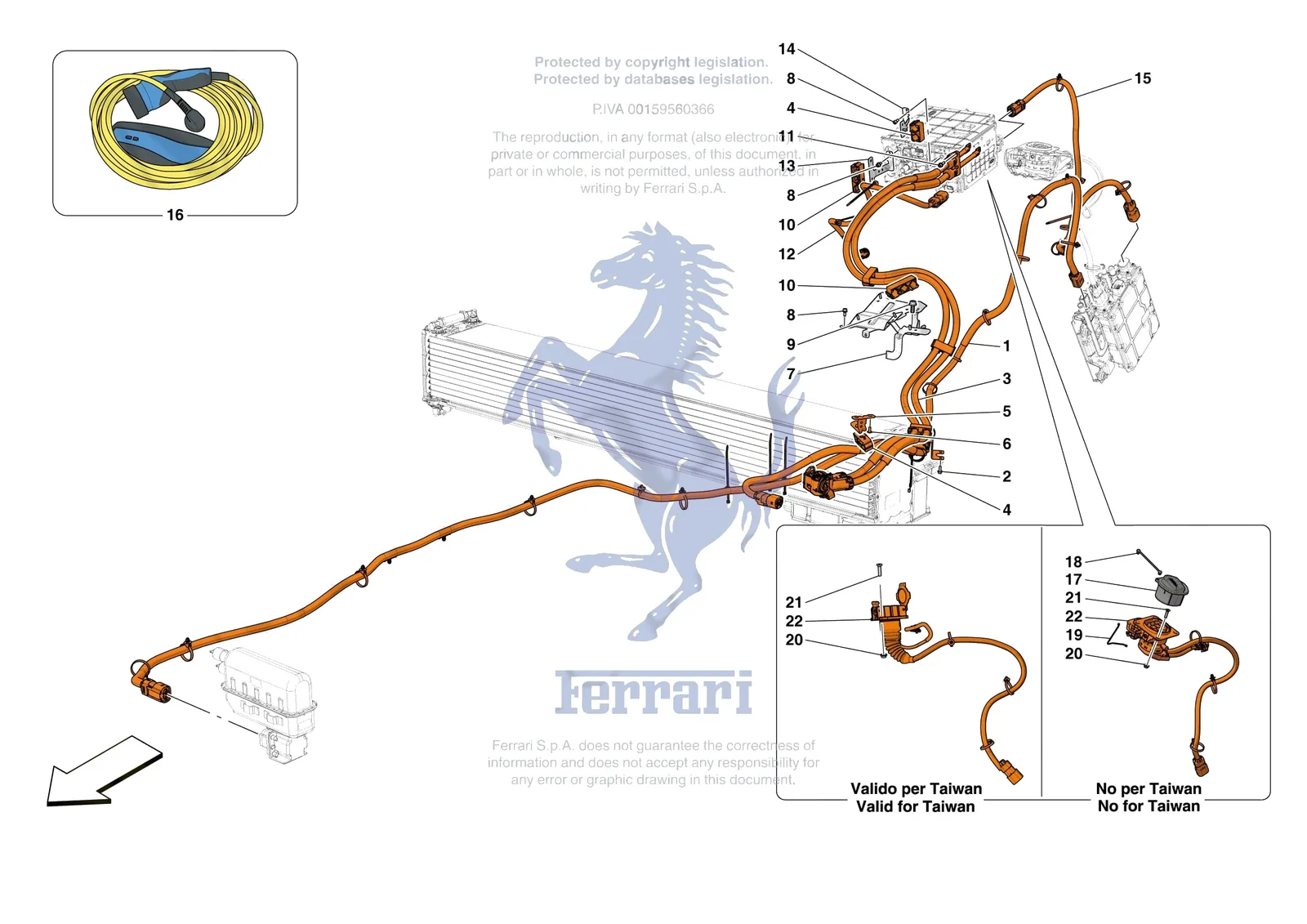 Ferrari 296 GTS [ELECTRICAL SYSTEM] - F.14 - HIGH VOLTAGE WIRING HARNESSES exploded diagram