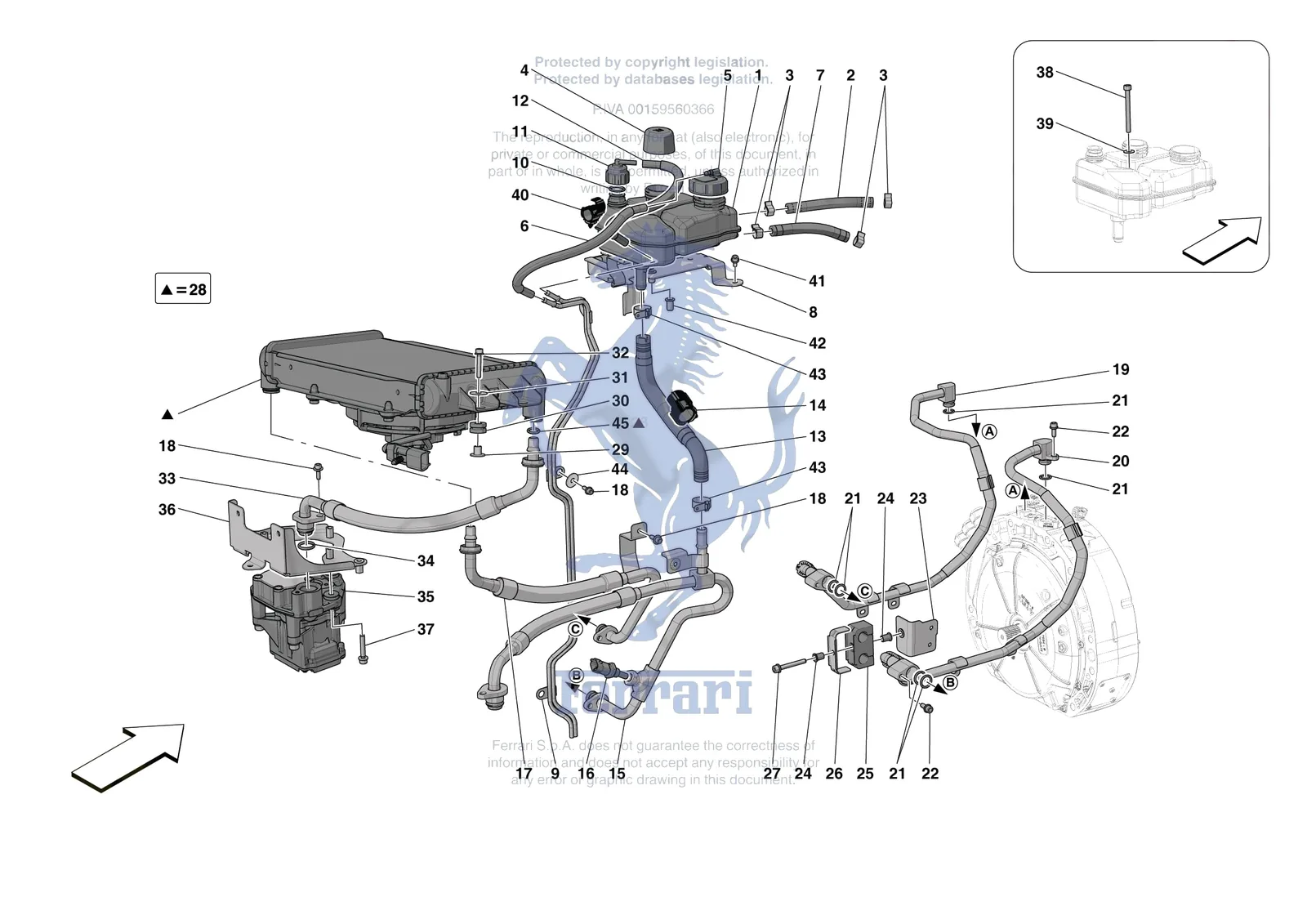 Ferrari 296 GTS [ELECTRICAL SYSTEM] - F.20 - ELECTRIC MACHINE COOLING exploded diagram