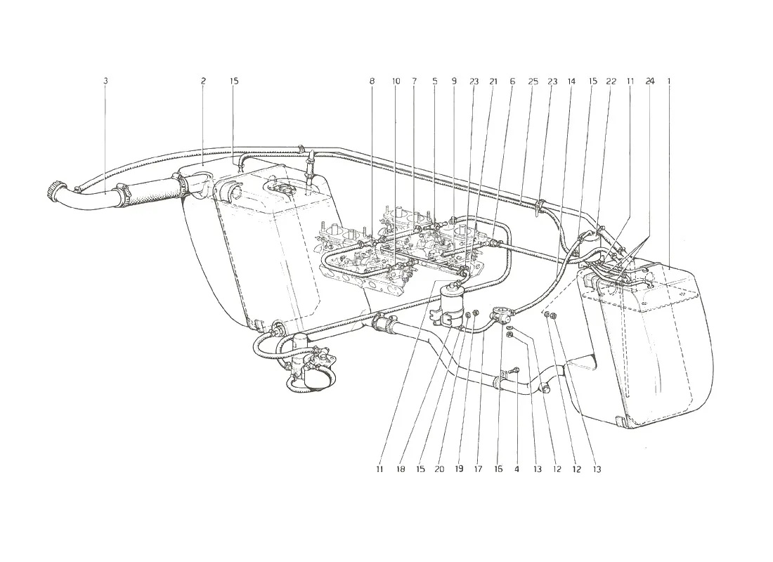 Fuel System (Up To No. 11462 - U.S. 1976 Version)
