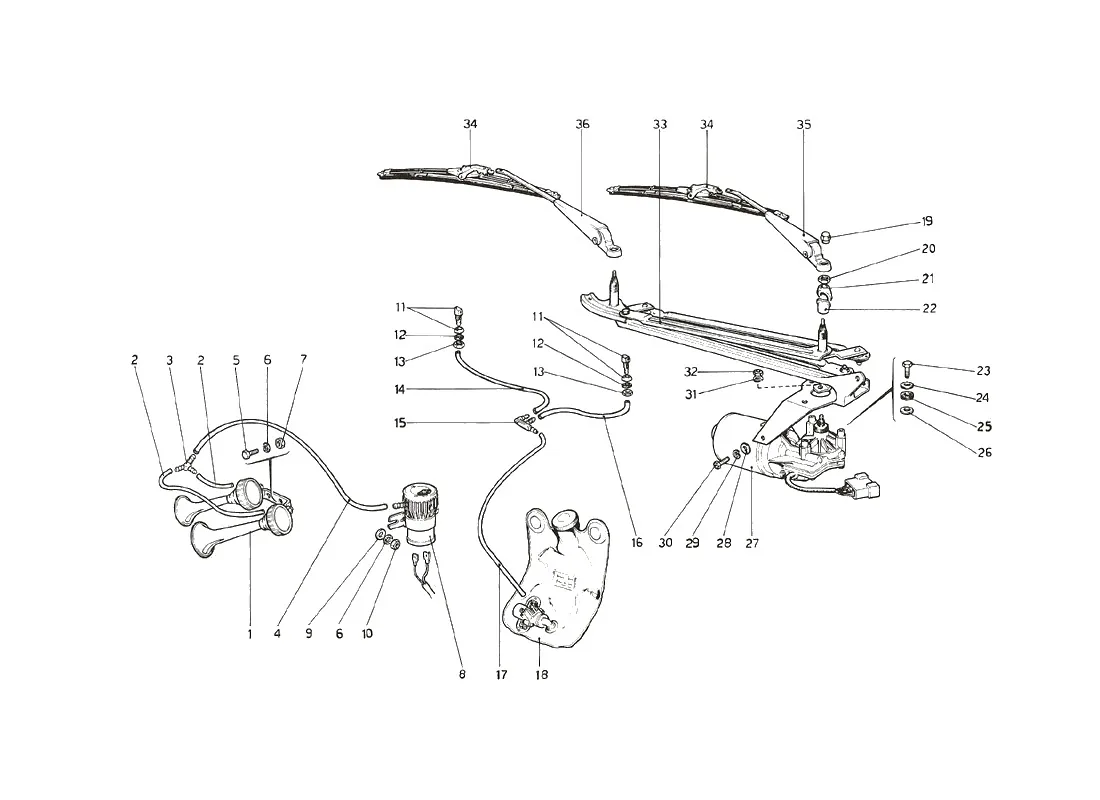 Windshield Wiper, Washer And Horn