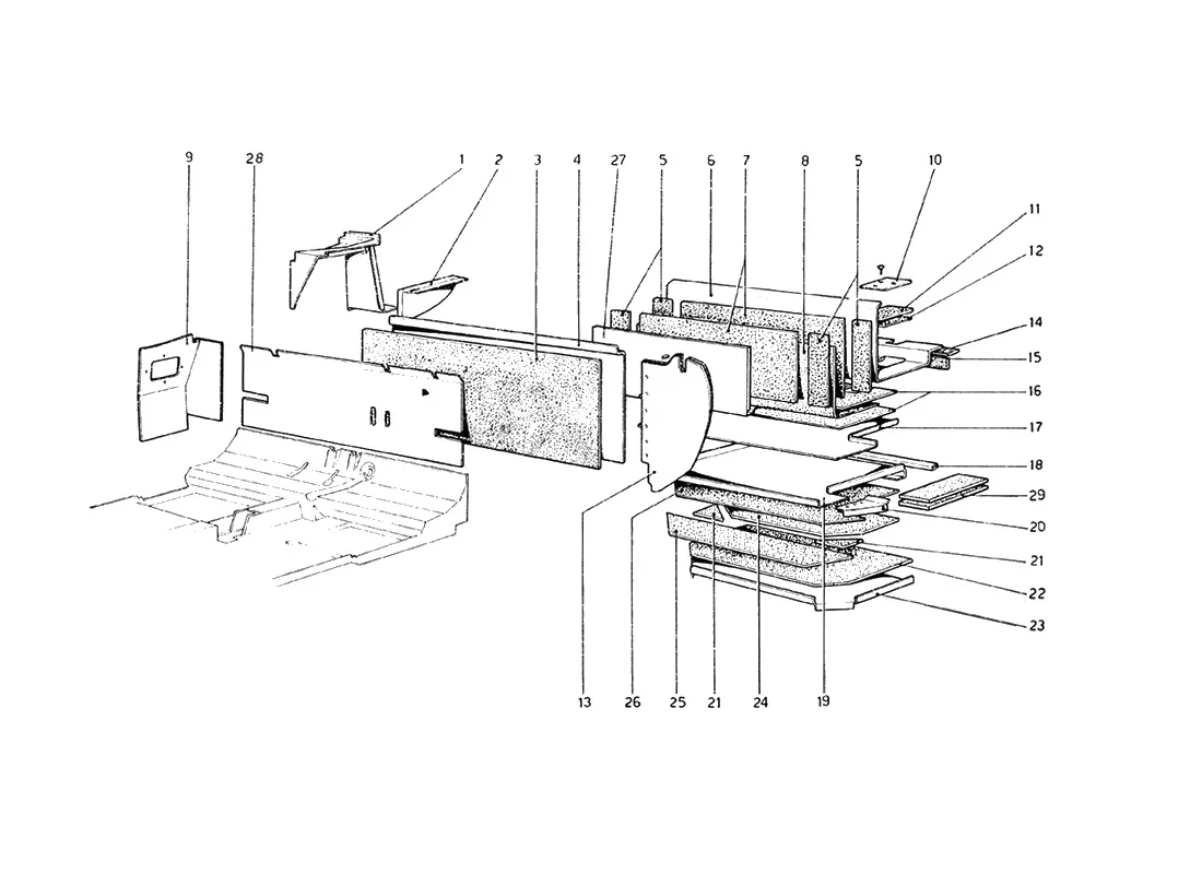 Ferrari 308 GT4 Dino 1979 Body Shell - Inner Elements (Usa 77 - Aus) exploded diagram