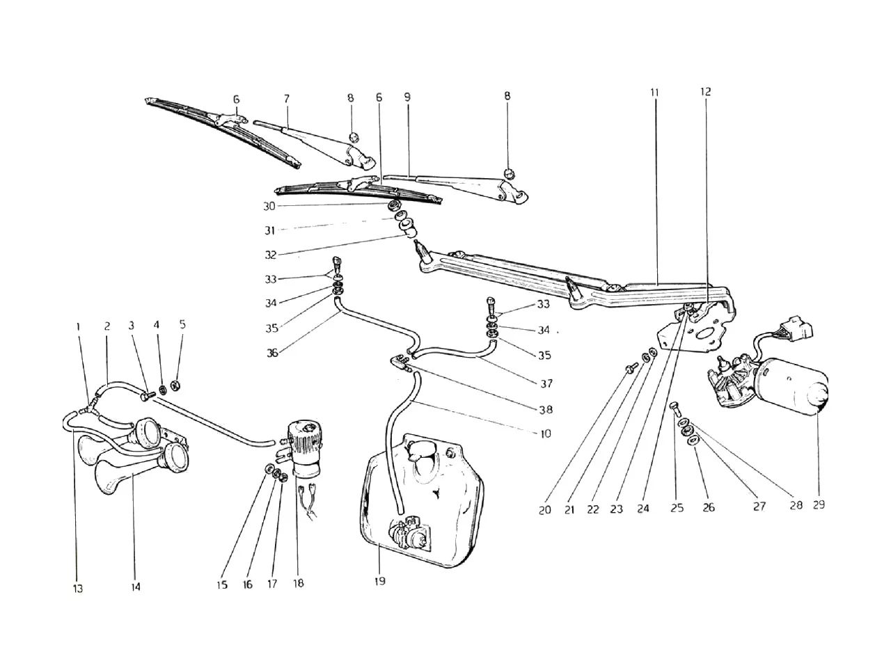 Windshield Wiper, Washer And Horn