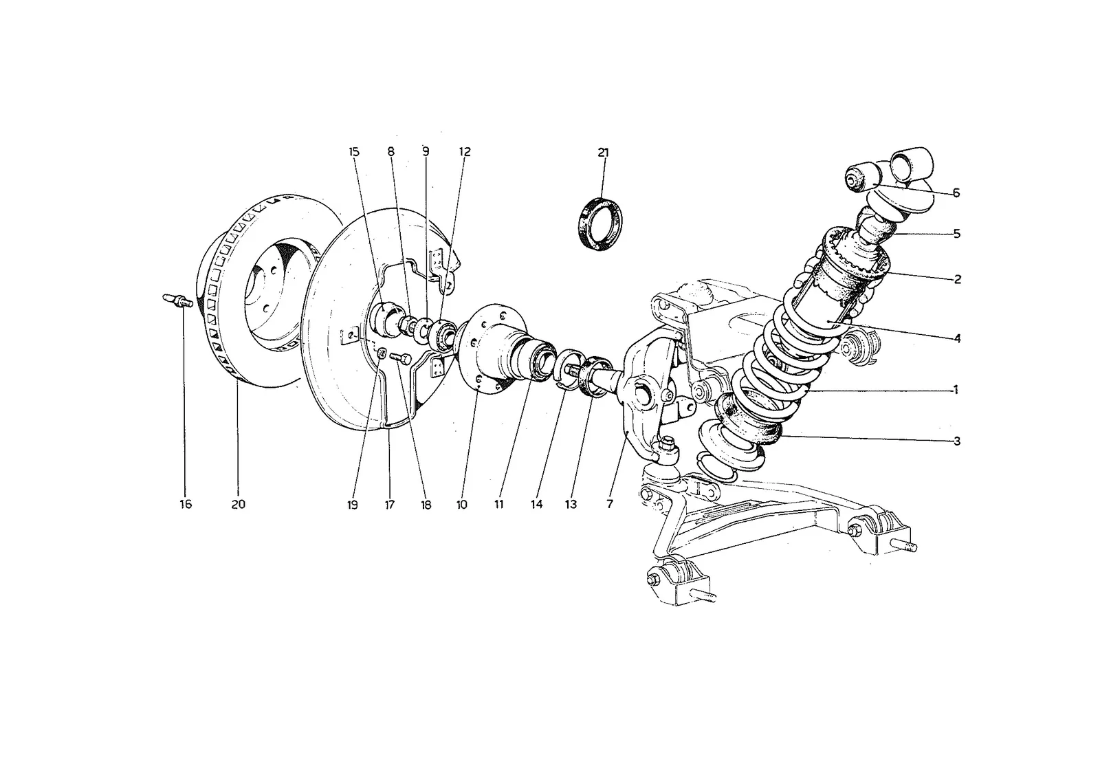 Front Suspension - Shock Absorber & Brake Disc