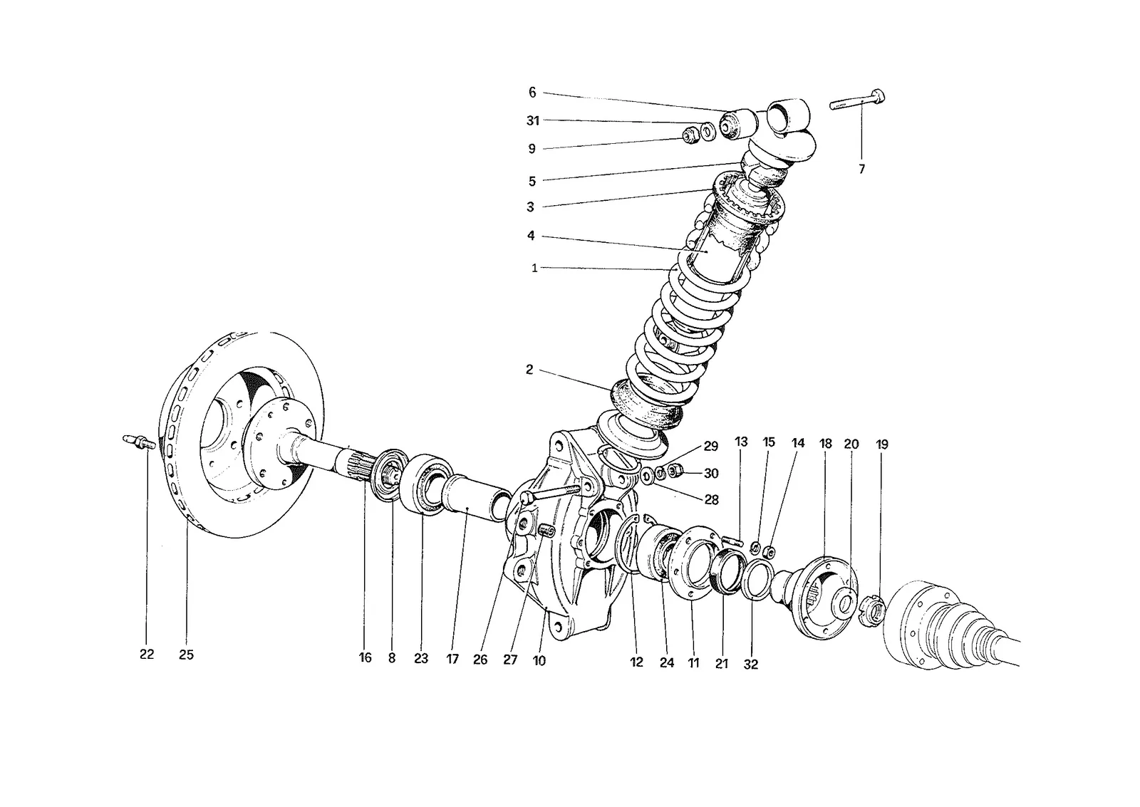 Rear Suspension - Shock Absorber and Brake Disc