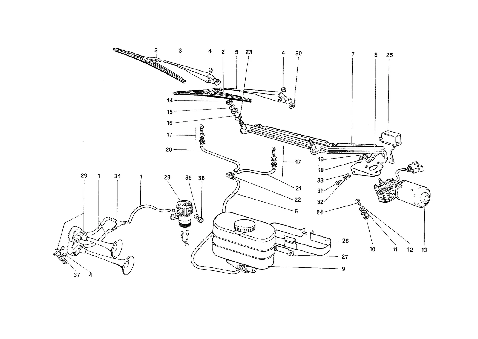 Windshield Wiper Washer and Horn