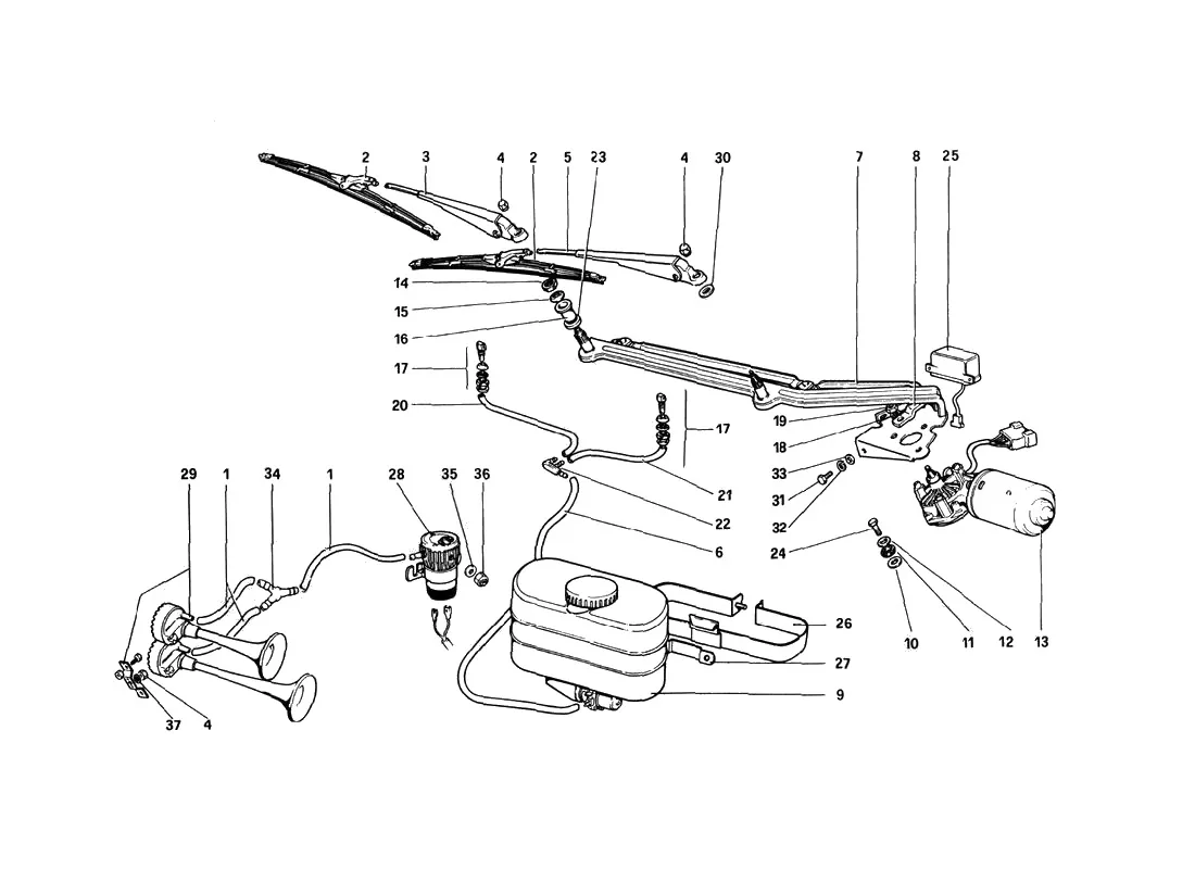 Windshield Wiper, Washer And Horn