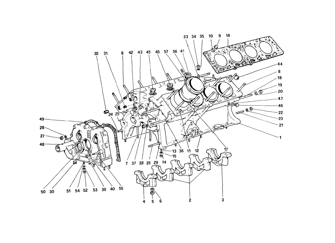 Ferrari 328 GTB/GTS (1985) Crankcase exploded diagram