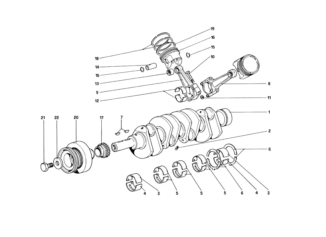 Ferrari 328 GTB/GTS (1985) Crankshaft - Connecting Rods And Pistons exploded diagram