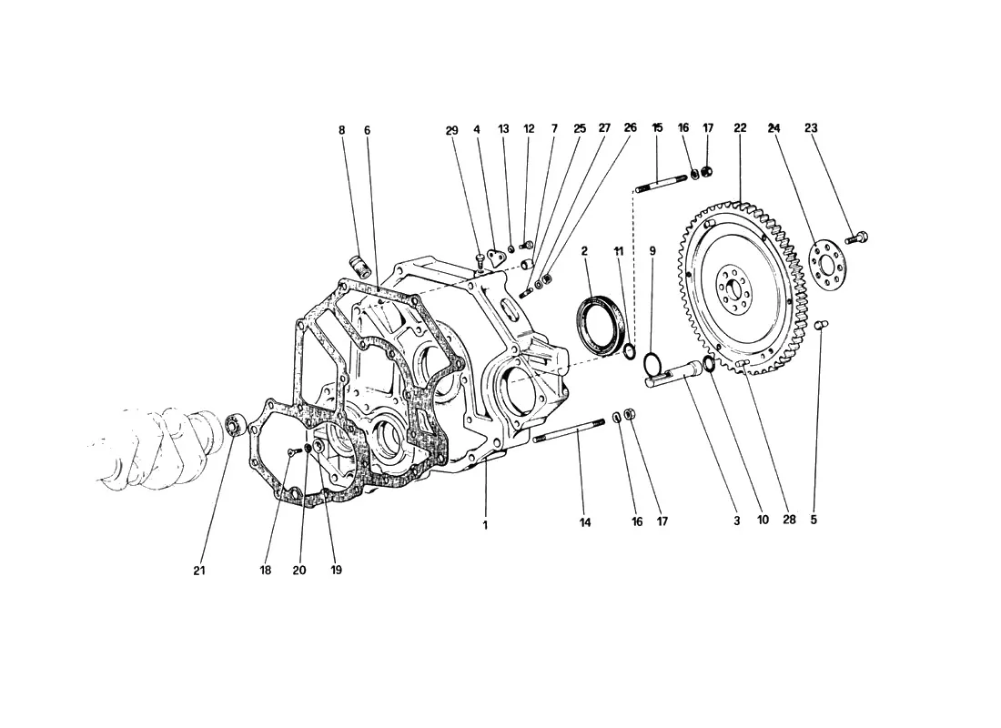 Ferrari 328 GTB/GTS (1985) Flywheel And Clutch Housing Spacer exploded diagram