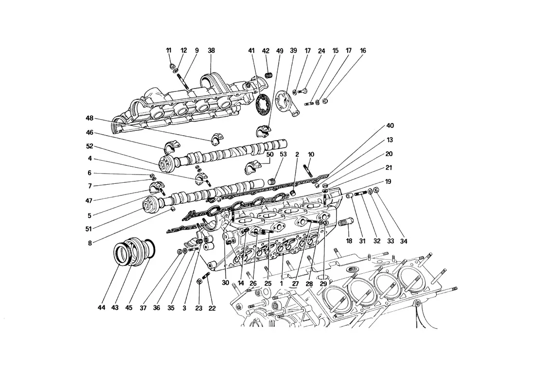 Ferrari 328 GTB/GTS (1985) Cylinder Head (Right) exploded diagram