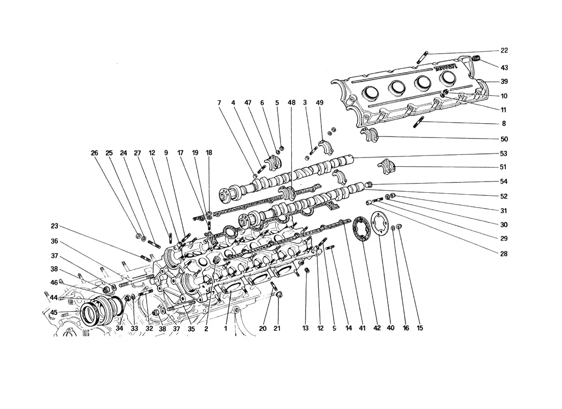 Ferrari 328 GTB/GTS (1985) Cylinder Head (Left) exploded diagram