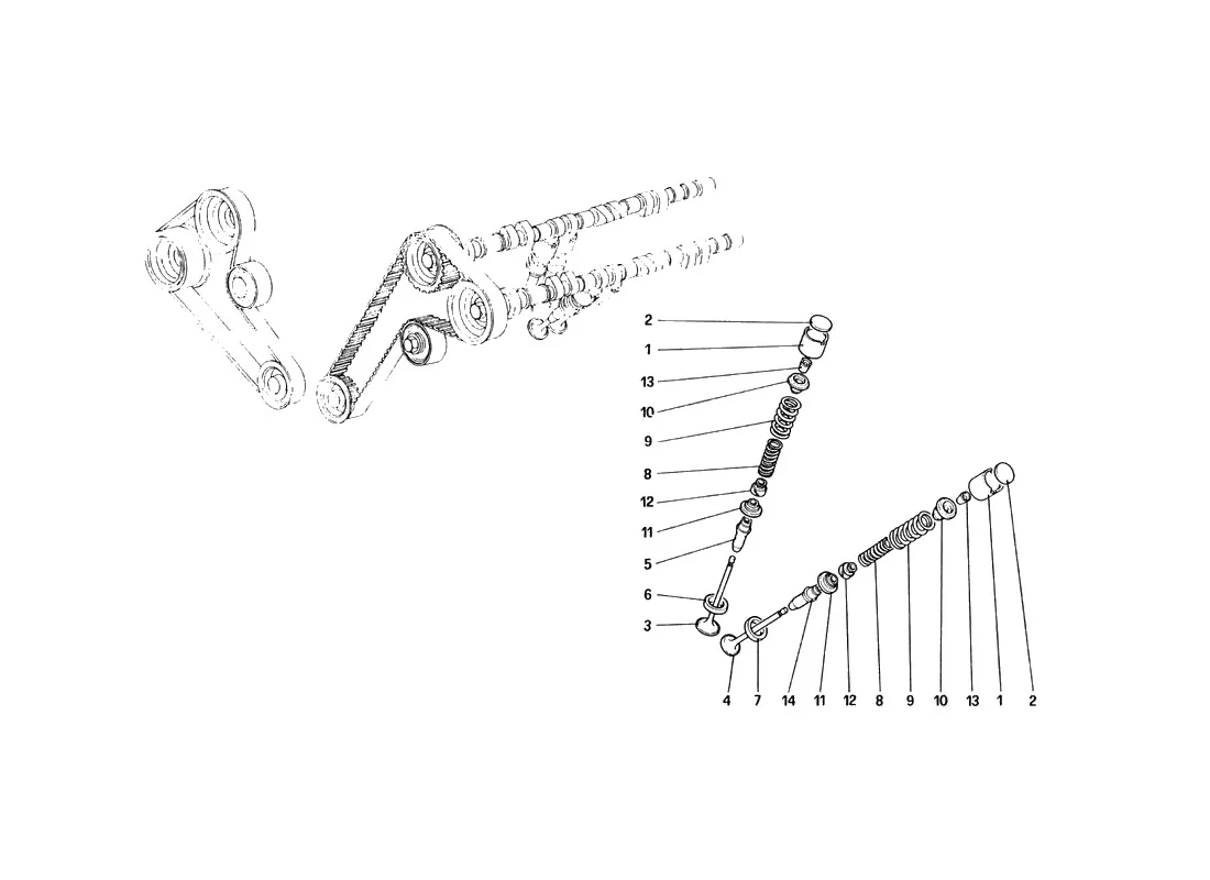 Ferrari 328 GTB/GTS (1985) Timing System - Tappets exploded diagram