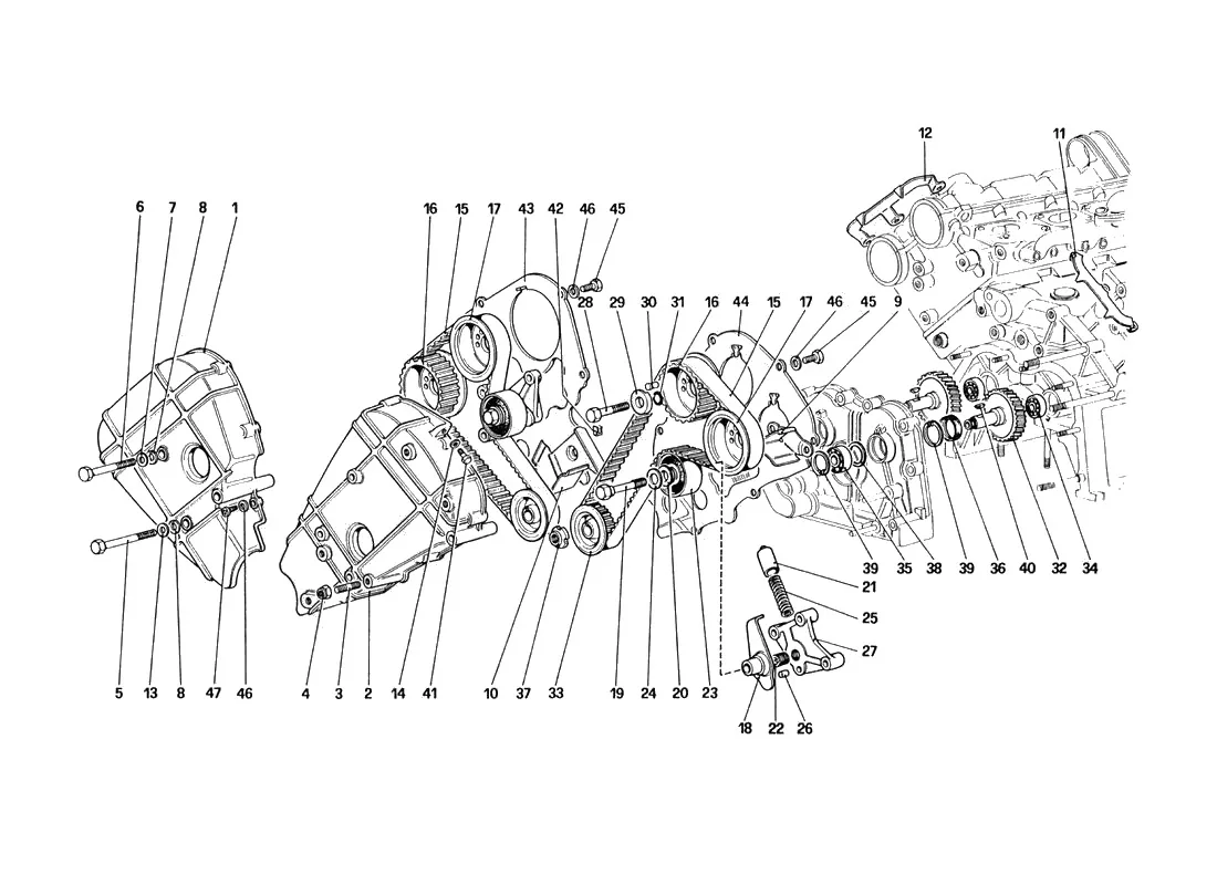 Ferrari 328 GTB/GTS (1985) Timing System - Controls exploded diagram