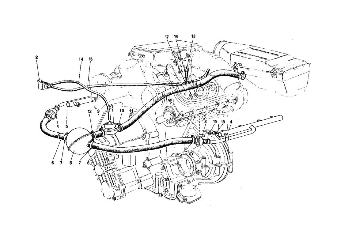 Ferrari 328 GTB/GTS (1985) Air Injection (For Ch Version) exploded diagram