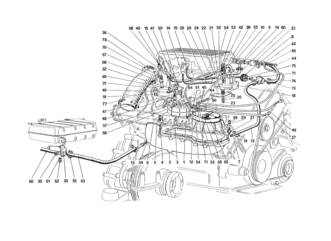 Ferrari 328 GTB/GTS (1985) Fuel Distributors Lines (Not For U.S. Version) exploded diagram