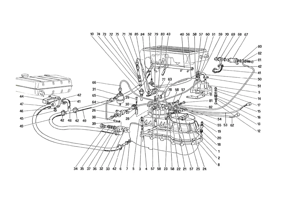 Ferrari 328 GTB/GTS (1985) Fuel Distributors Lines (For U.S. Version) exploded diagram