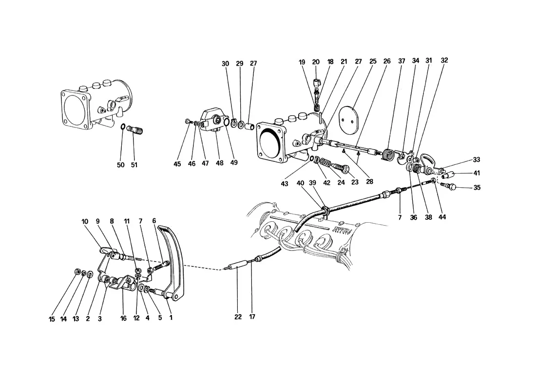 Ferrari 328 GTB/GTS (1985) Throttle Housing And Linkage exploded diagram