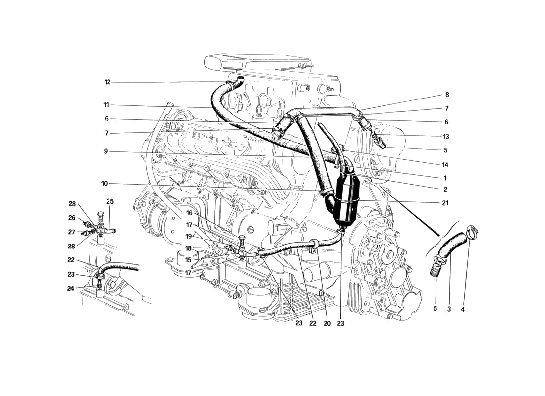 Ferrari 328 GTB/GTS (1985) Blow - By System exploded diagram
