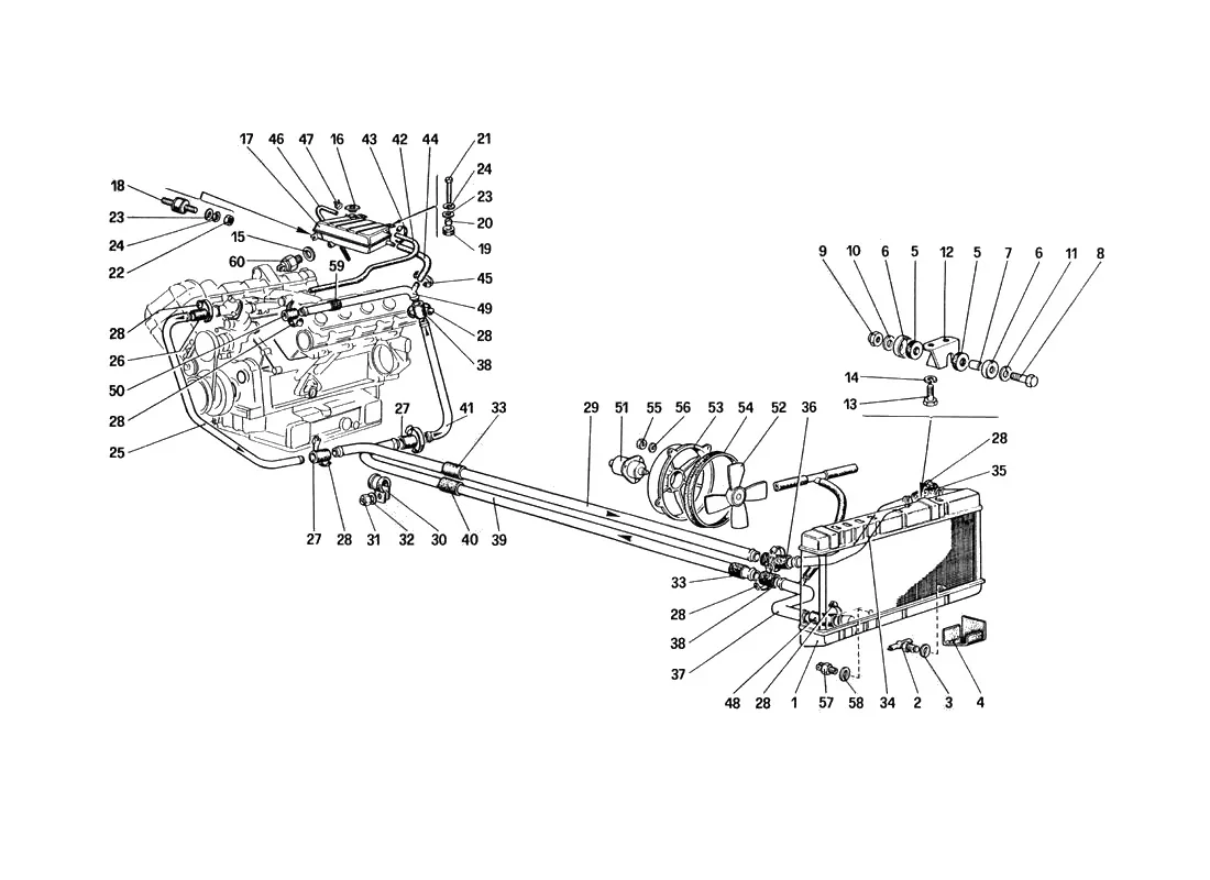 Ferrari 328 GTB/GTS (1985) Cooling System exploded diagram