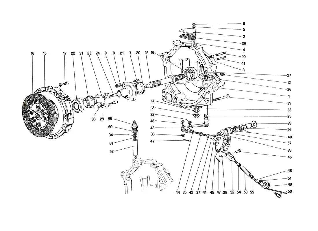 Ferrari 328 GTB/GTS (1985) Clutch And Controls exploded diagram